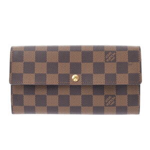 Louis Vuitton Damier Portefeuille Wallet Sarah Brown Canvas Long